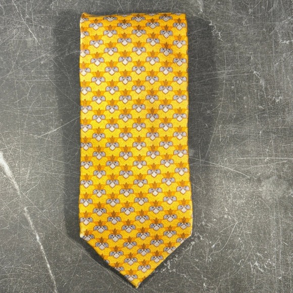 Ermenegildo Zegna Other - Mens Tie | Ermenegildo Zegna Tie | Gold Blue Fleur-De-Lis Silk
